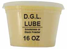 D.G.L. Bullet Lubricant,
one 16 ounce tub, for Black or Smokeless Powder D.G.L. Bullet Lubricant,
one 16 ounce tub, for Black or Smokeless Powder